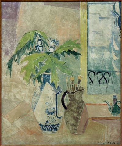 Vase avec branches et cruche avec pinceaux - Oskar Moll